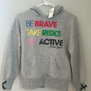 Justice Gray Hoodie with Colorful Text